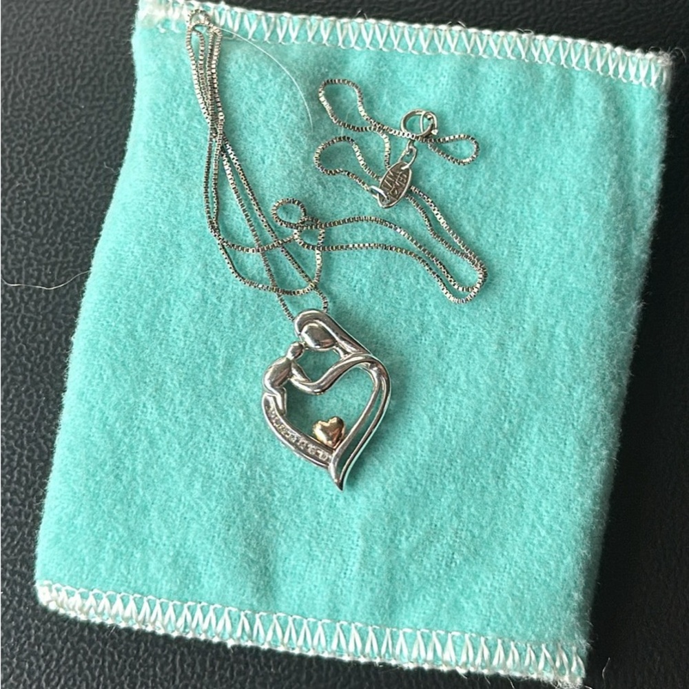 Sterling silver and 14k mothers necklace